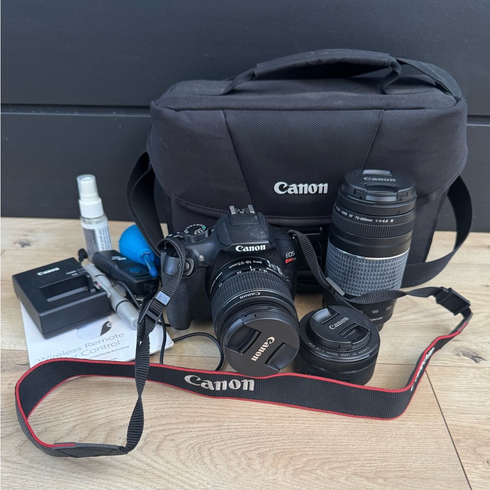 Canon EOS Rebel t6 with bag and 2 extra lenses